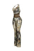 Shine Cutout Foil Halter Jumpsuit